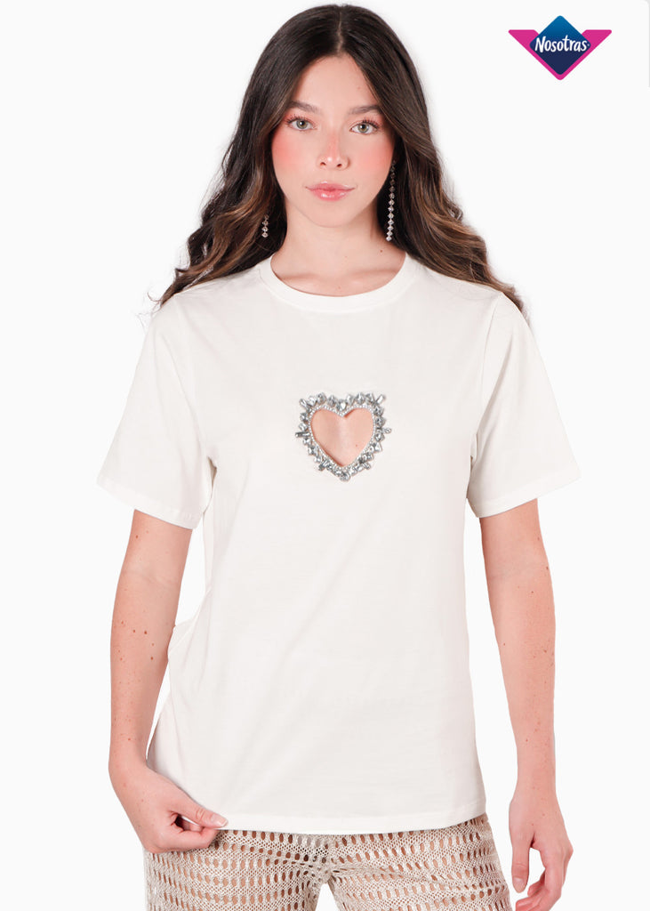 camiseta con corazon en pecho para mujer - Flashy