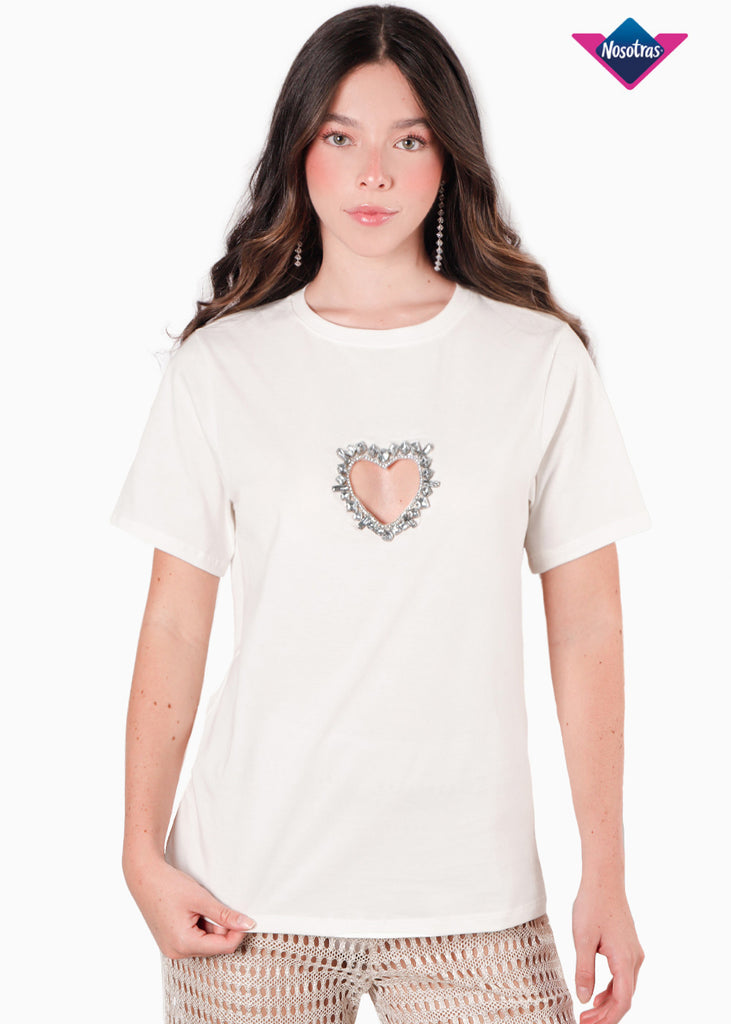 camiseta con corazon en pecho para mujer - Flashy