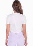 Blusa manga corta con recogido en costados color marfil, blanco para mujer - Flashy