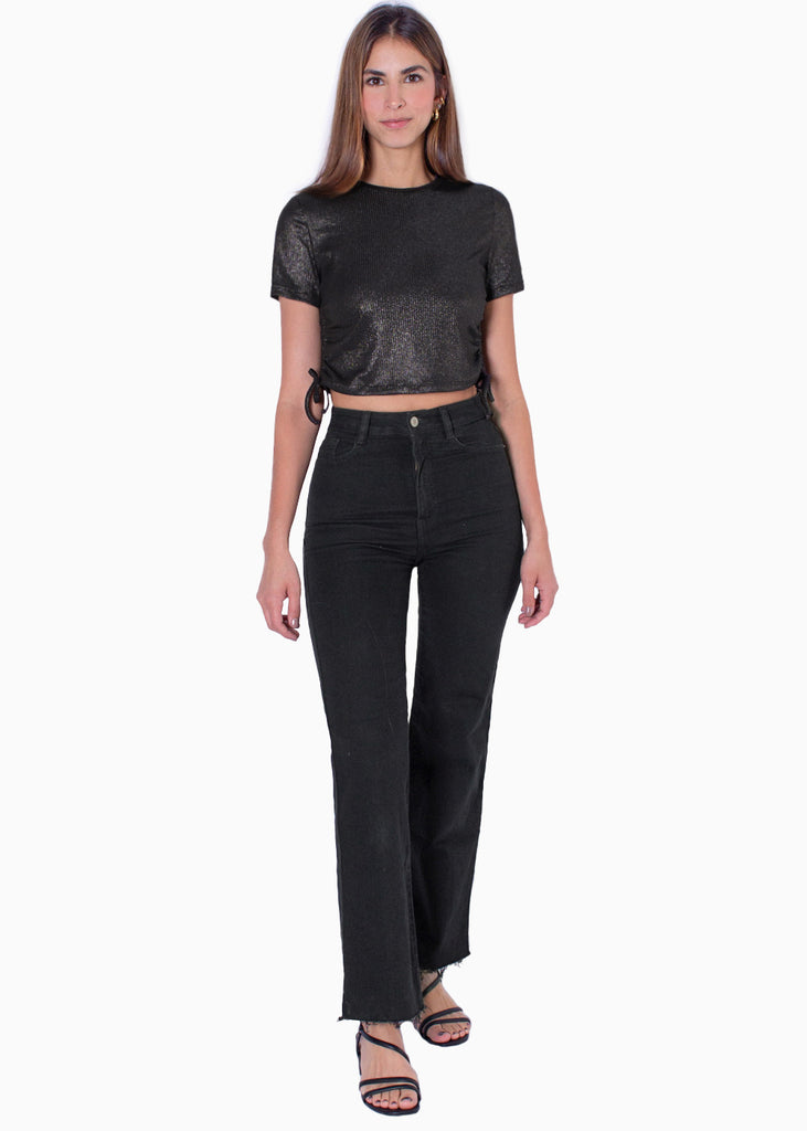 Blusa manga corta con recogido en costados - NIVARDA