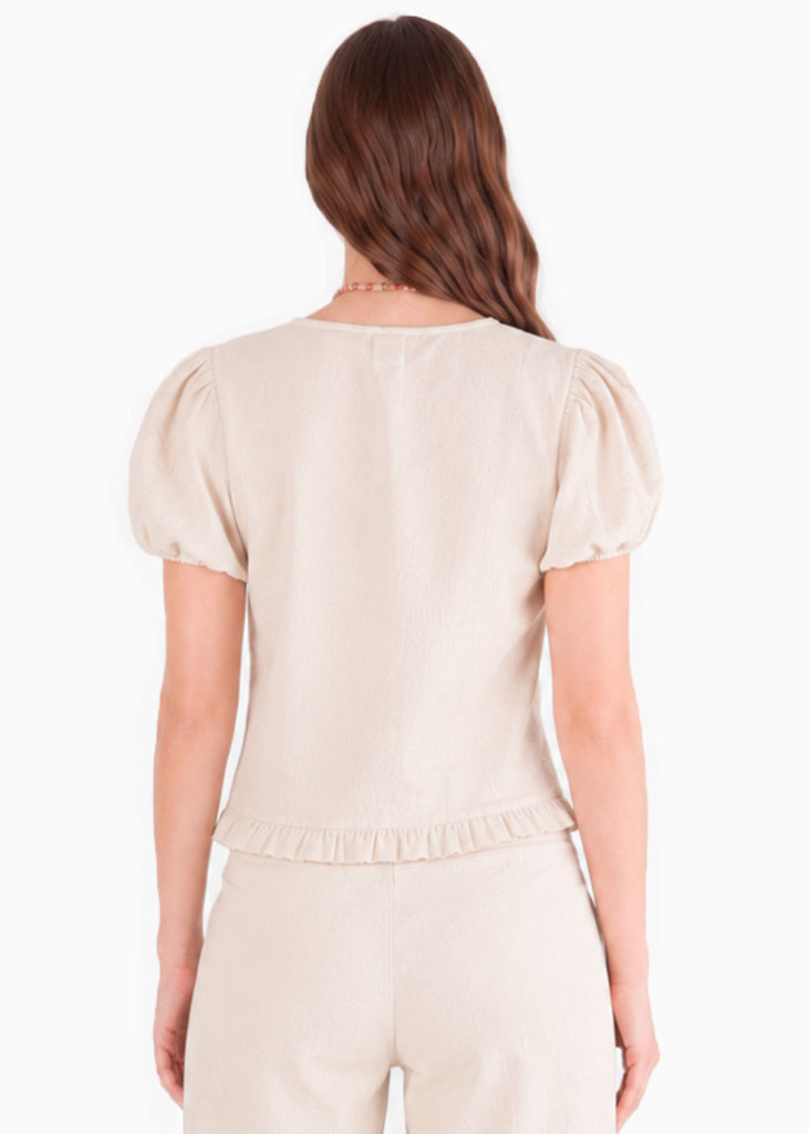 Blusa manga corta de botones con abertura y amarre - IPANEMA