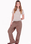 Blusa manga corta beige de rayas - ARENA