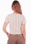 Blusa manga corta beige de rayas - ARENA