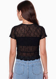 Blusa manga corta en encaje con top interno - RIVAS.NEGRO