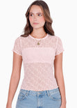 Blusa manga corta en encaje con top interno - RIVAS.ROSA