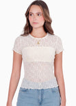 Blusa manga corta en encaje con top interno - RIVAS