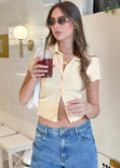 Blusa manga corta polo con cuello y perilla para mujer - Flashy