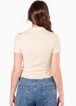 Blusa manga corta polo con cuello y perilla para mujer - Flashy