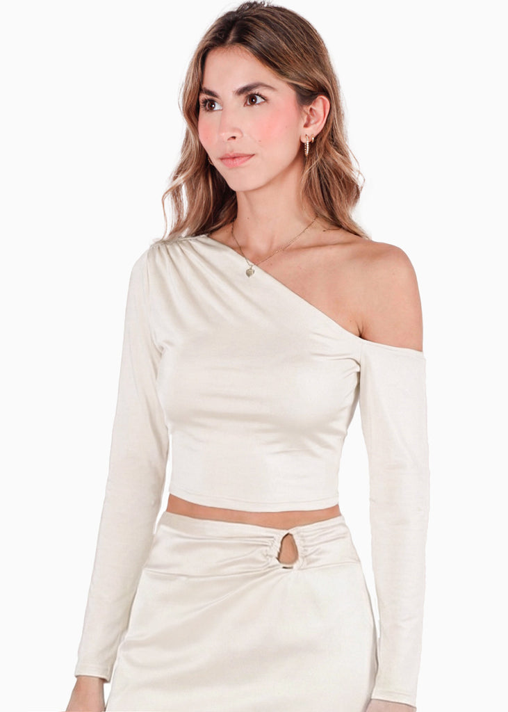 Blusa manga larga acampanada con hombro descubierto - SPARKLE