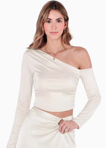 Blusa manga larga acampanada con hombro descubierto - SPARKLE