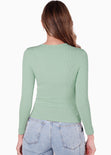 Blusa manga larga con abertura en escote - INDIANA.VERDE