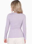 Blusa manga larga con abertura en escote color lila para mujer - Flashy