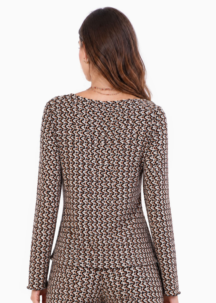 Blusa manga larga con amarre en frente - RIO