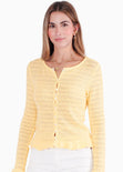 Blusa manga larga con botones de color amarillo - TERESINA