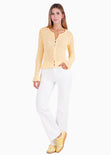 Blusa manga larga con botones de color amarillo - TERESINA