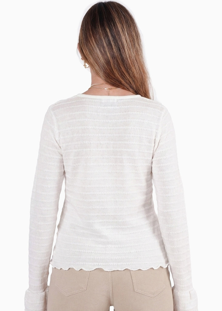 Blusa manga larga con botones en ojales delantero - ARANDANO