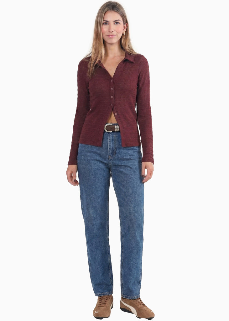 Blusa manga larga con botones y cuello - BELKY.UVA