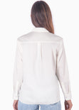 Camisa manga larga con botones y cuello color blanco para mujer - Flashy
