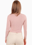 Blusa manga larga con cortes en delantero color rosado para mujer - Flashy