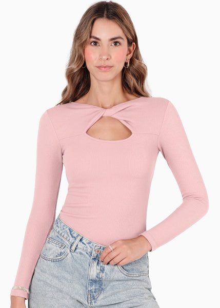 Blusa manga larga con entorchado en frente - LUBIGILDA.ROSA