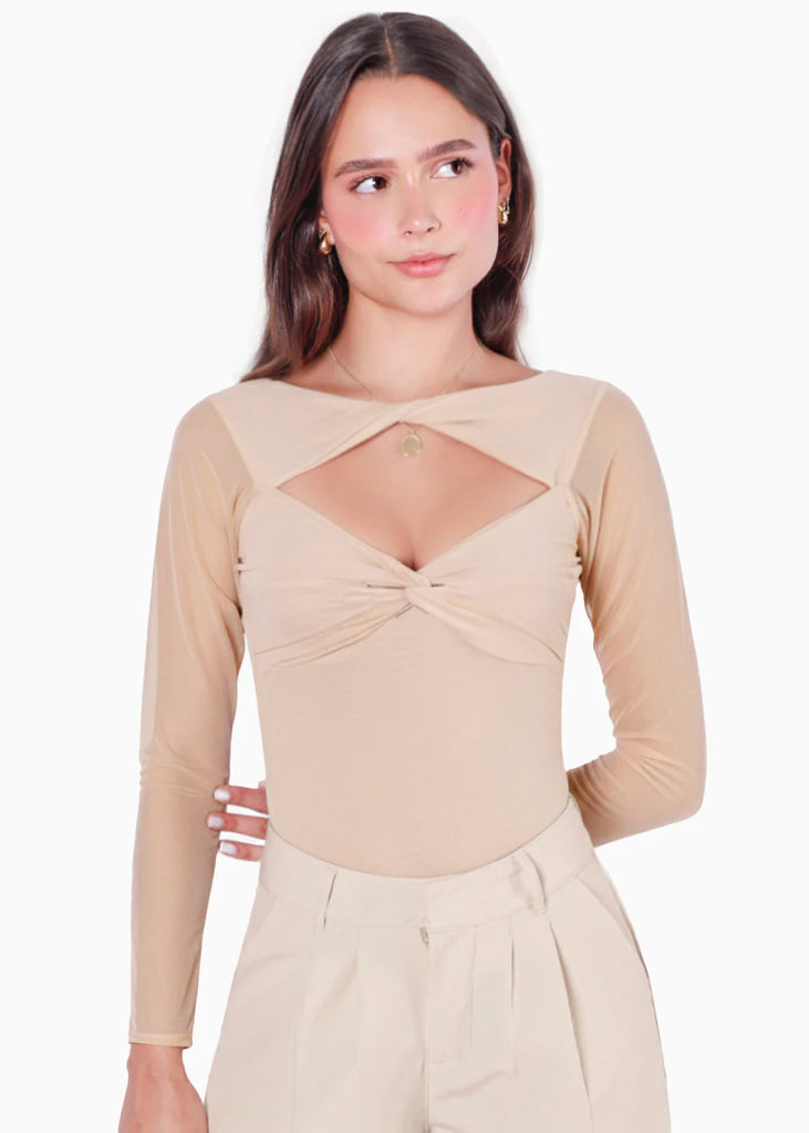 Body manga larga con entorchado en frente y en copa - CANNES