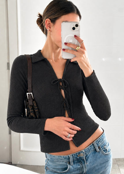 Blusa manga larga con entrelazado en delantero - LUZMILA