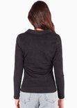 Blusa manga larga con entrelazado en delantero color negro para mujer - Flashy