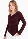 Blusa manga larga con escote drapeado - FILADELFIA