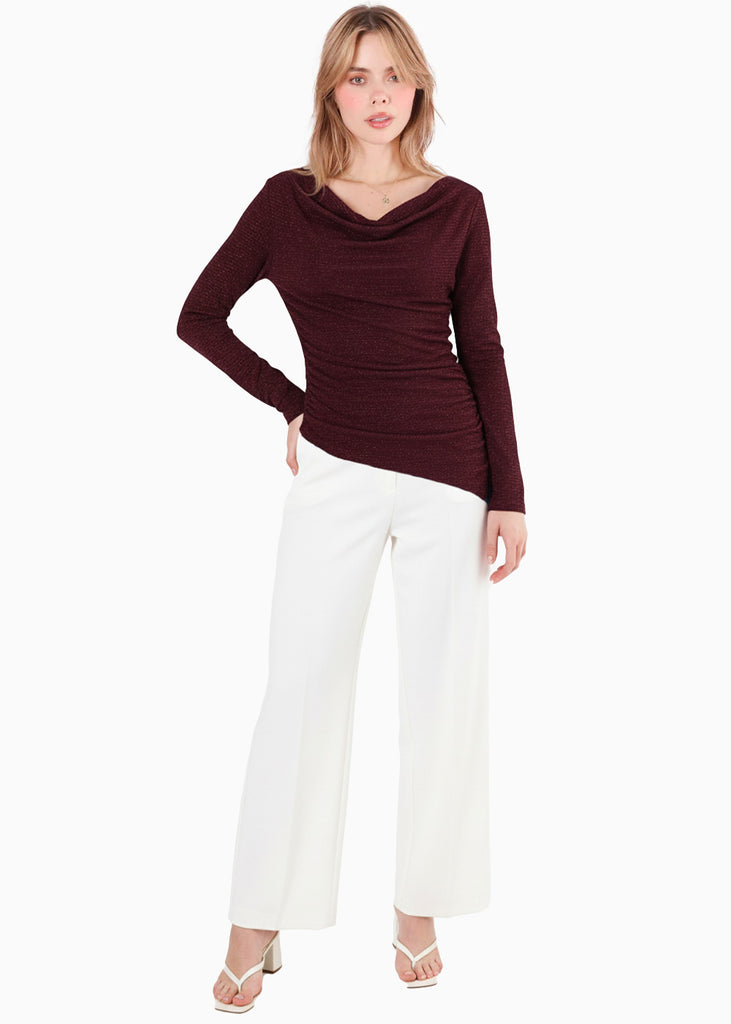 Blusa manga larga con escote drapeado - FILADELFIA