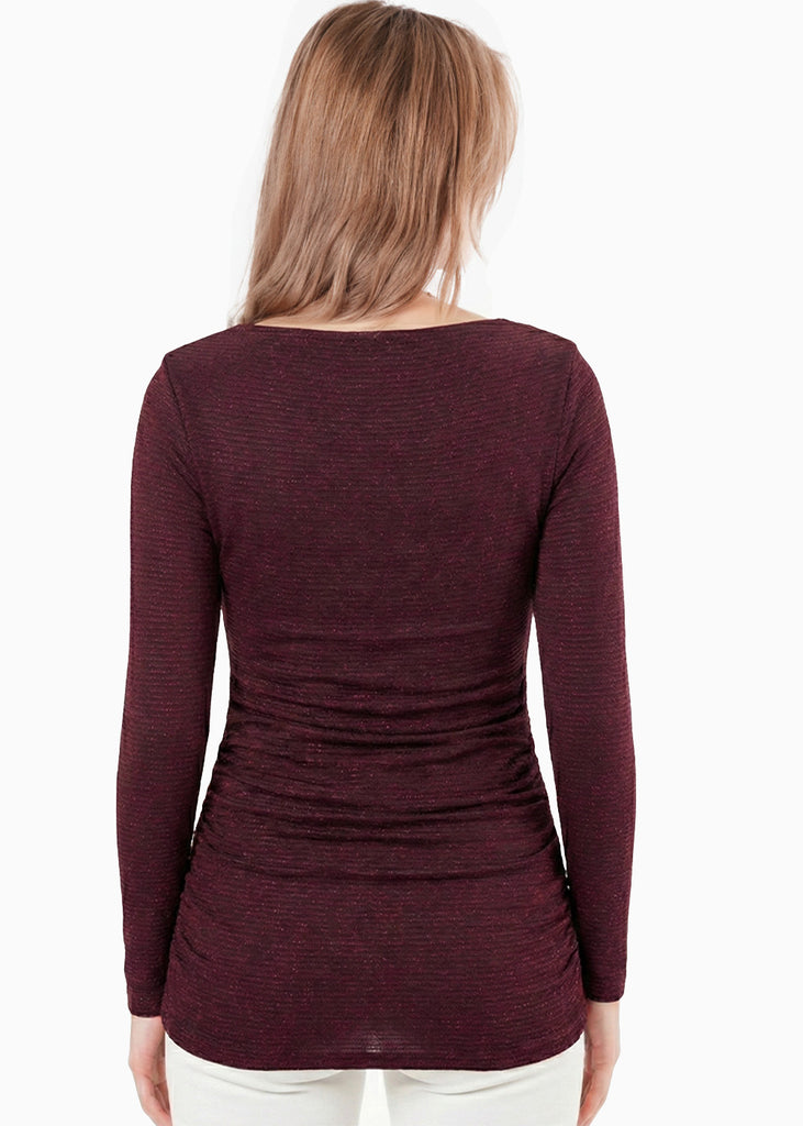 Blusa manga larga con escote drapeado - FILADELFIA