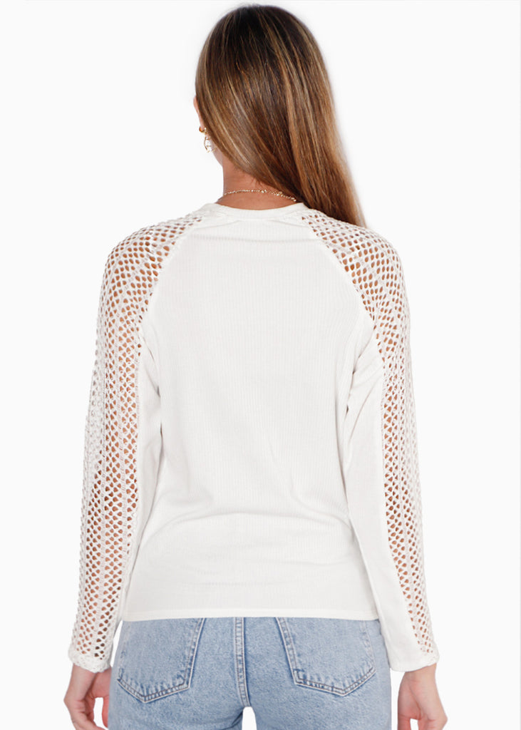 Blusa manga larga con mangas en croche  para mujer - Flashy