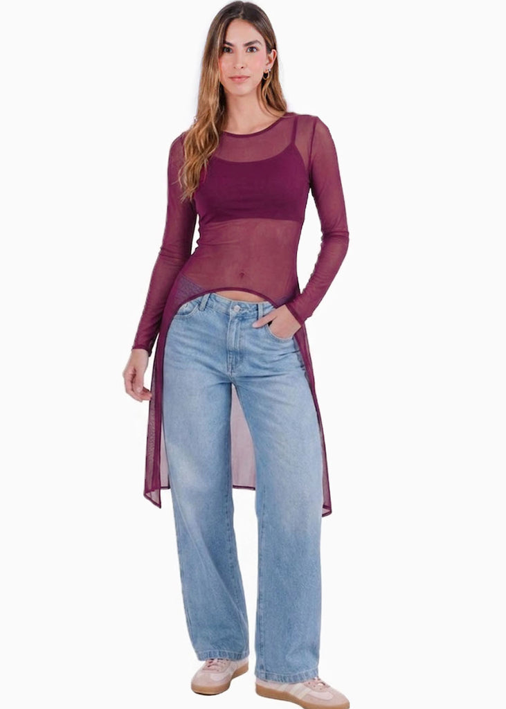 Blusa manga larga con top interno y cola  - ATACAMA