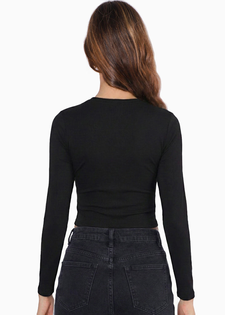 Blusa manga larga con varilla en escote profundo - ASPEN