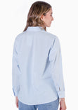 Blusa manga larga de botones color azul para mujer - Flashy