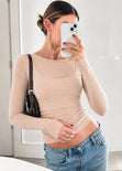 Blusa manga larga en malla con top interno - ADICORA