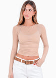 Blusa manga larga en malla con top interno - ADICORA