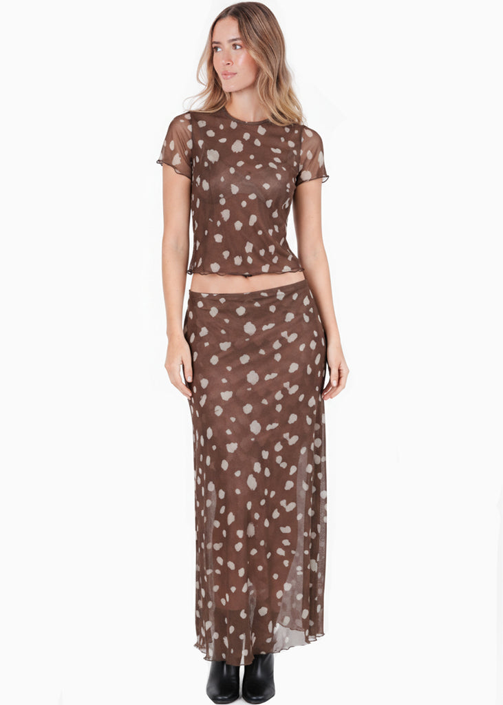 Blusa manga larga en mesh con estampado de ciervo - SINALOA