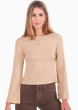 Blusa con anudados en espalda color beige para mujer - Flashy