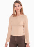 Blusa con anudados en espalda color beige para mujer - Flashy