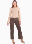 Blusa con anudados en espalda color beige para mujer - Flashy