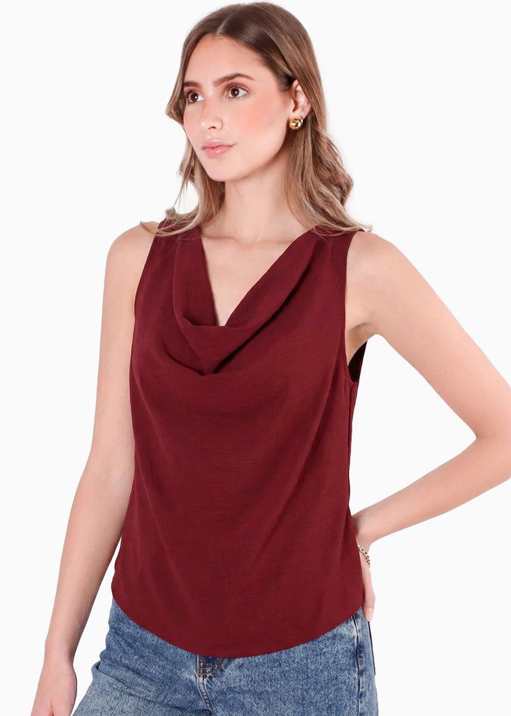 Blusa manga sisa con escote drapeado - ALBANY