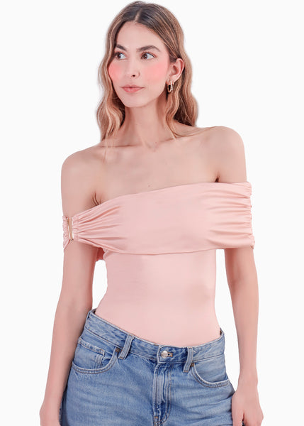 Blusa off shoulder con recogido y hebilla - LYON
