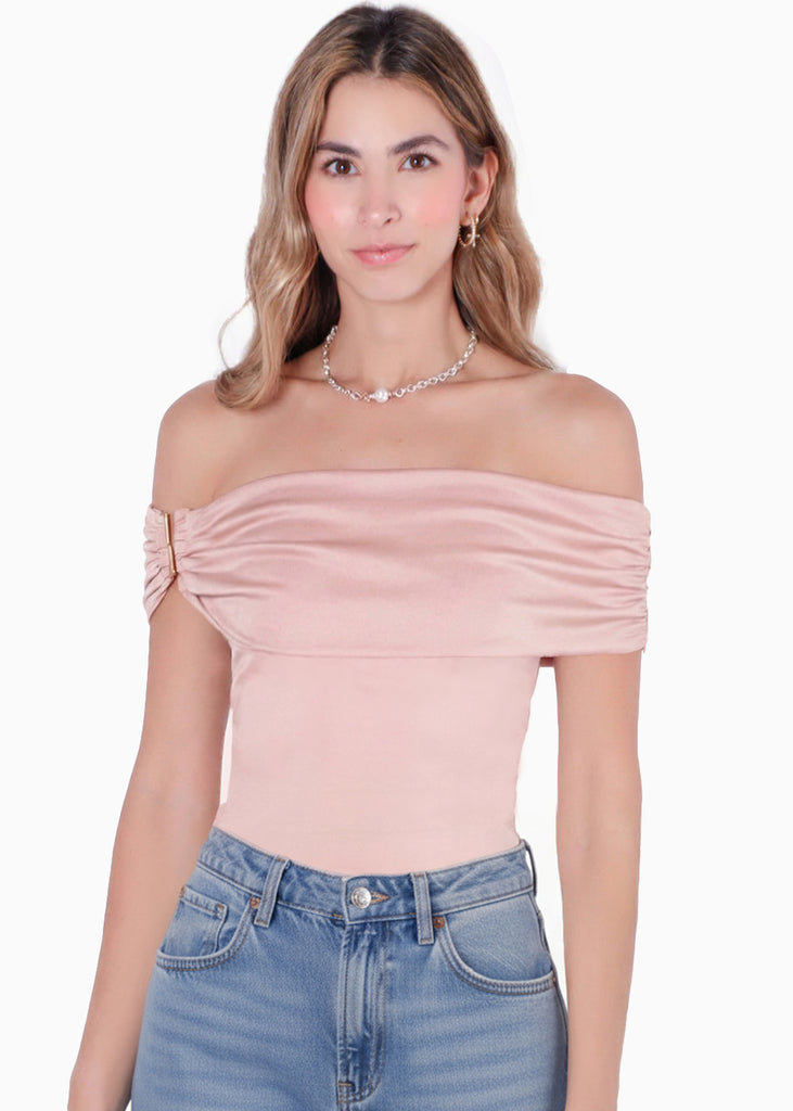 Blusa off shoulder con recogido y hebilla - LYON
