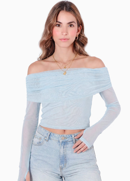 Blusa off shoulder manga larga - YONAGUNI