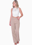 Blusa sin mangas con cuello halter color marfil para mujer - Flashy