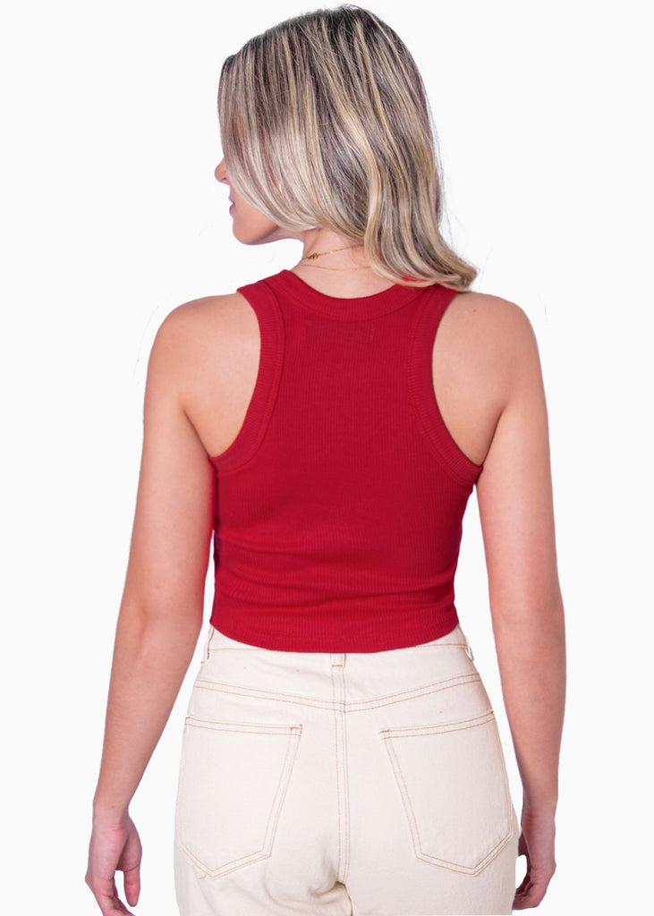 Blusa sin mangas con cuello halter y bordado "Self love club" - PRUDY
