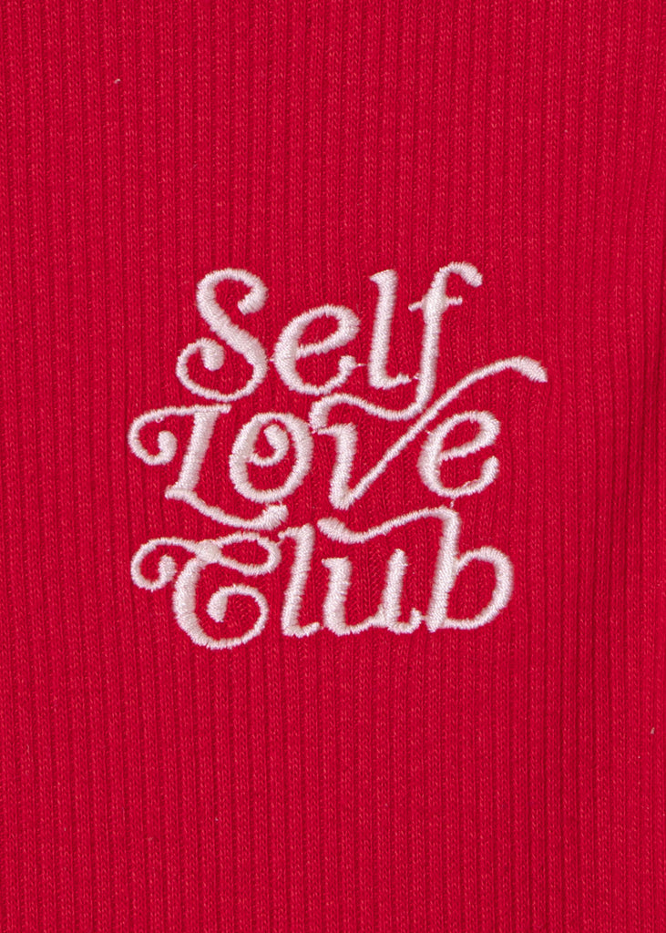 Blusa sin mangas con cuello halter y bordado "Self love club"  para mujer - Flashy