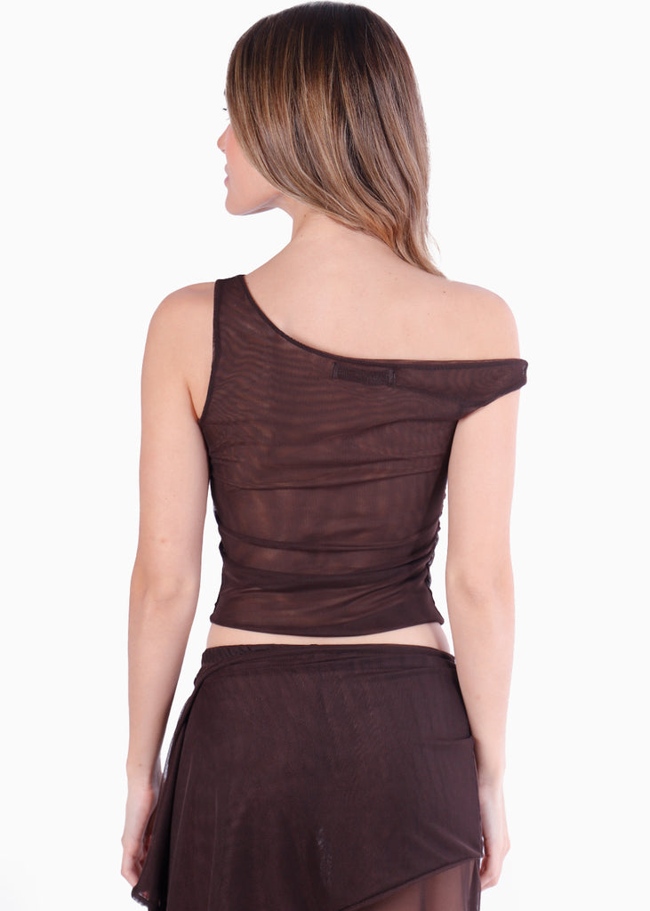 Blusa sin mangas con escote asimétrico - MAGOLA.CAFE