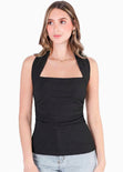 Blusa sin mangas con escote sobre el cuello en triangulo - RICHMOND.NEGRA