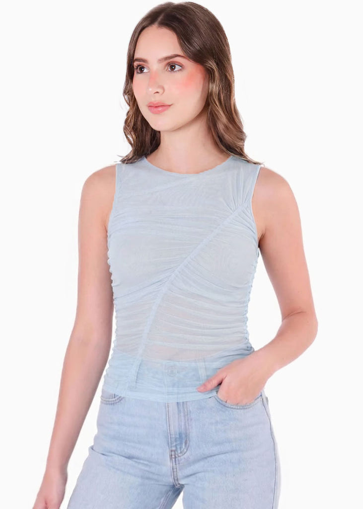 Blusa sin mangas con recogido en el frente - CORONADO